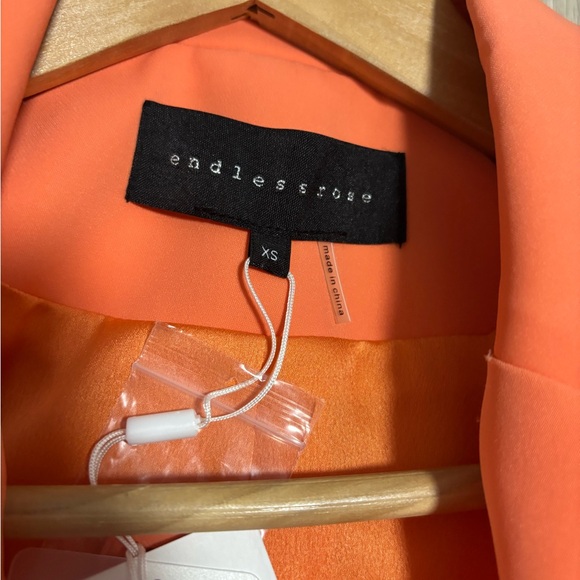 Endless Rose Vibrant Orange Blazer and Shorts Ensemble - Picture 2 of 4